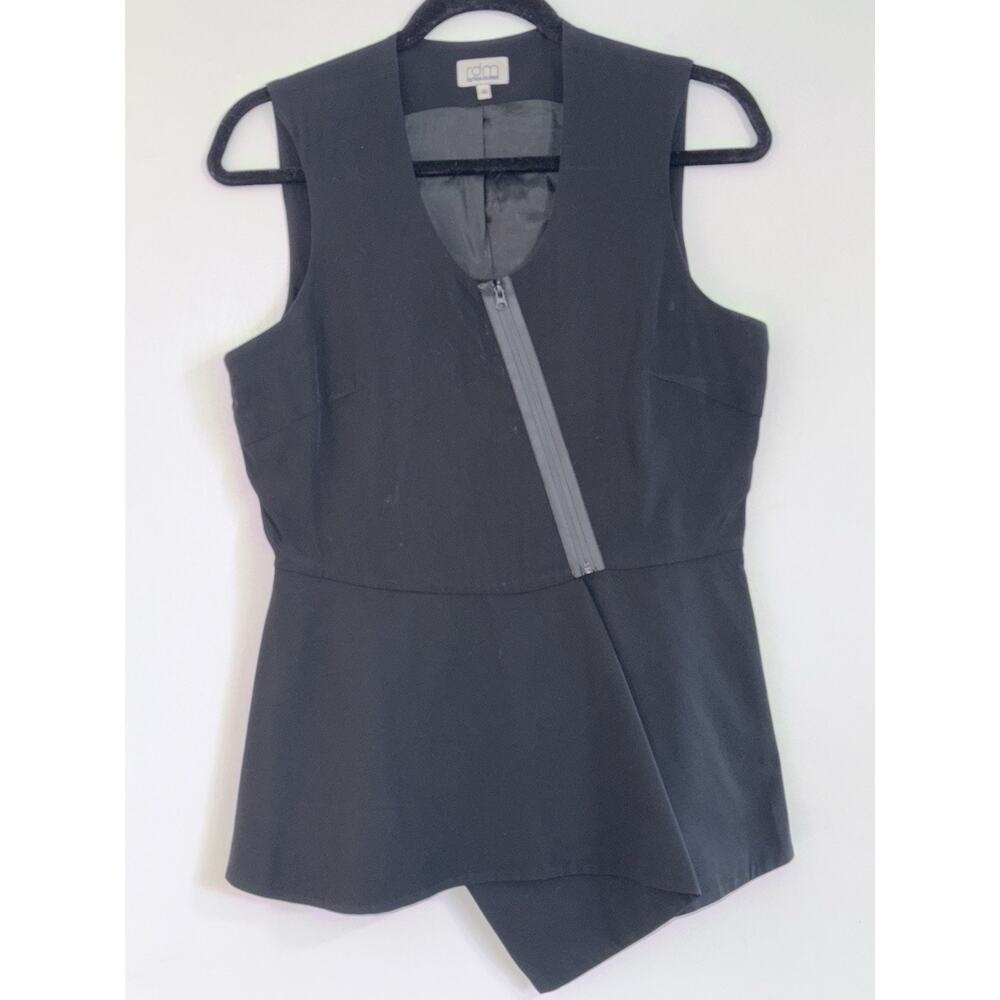 RDM by Rue du Mail Chic Sexy Black Clubwear Leather Zip Front Vest size 40